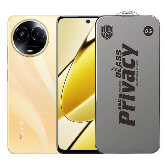 Folie de Protectie pentru Realme 11, Vivimall, Sticla Securizata ESD Antistatica, Super-X Privacy OG, Margini Negre, 0.30 mm, Transparent Inchis - vivimall.ro