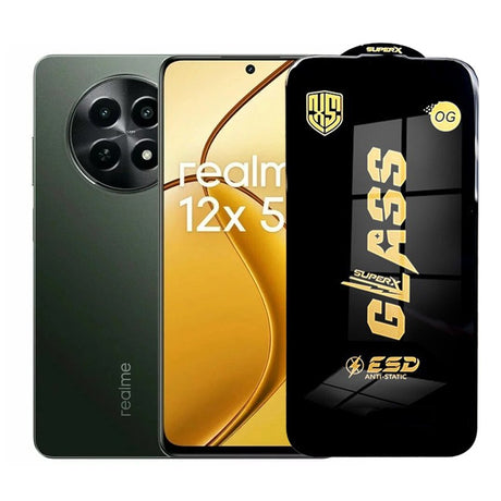 Sticlă securizată ESD pentru Realme 12x, grosime 0,35 mm, margini negre – vedere frontală
