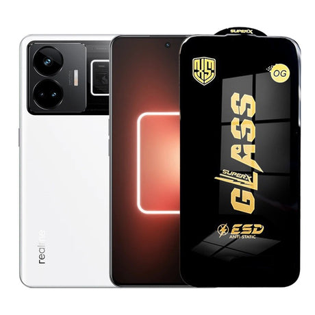 Folie sticlă securizată ESD pentru Realme GT Neo5, 0.35 mm, margini negre, vedere frontală