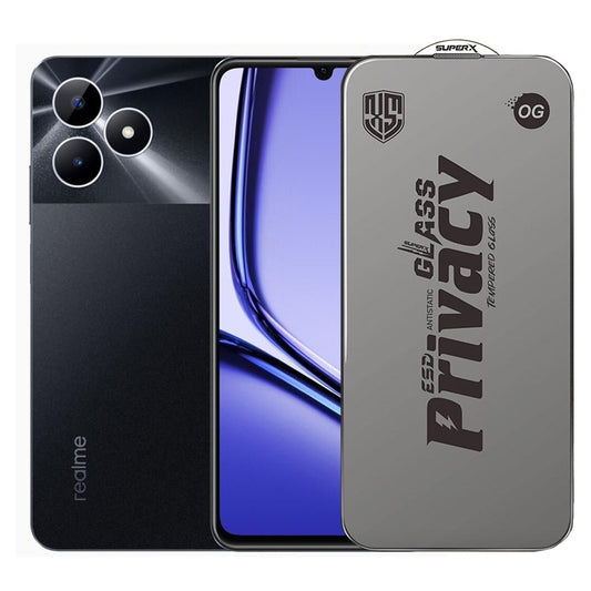 Folie de Protectie pentru Realme Note 50, Vivimall, Sticla Securizata ESD Antistatica, Super-X Privacy OG, Margini Negre, 0.30 mm, Transparent Inchis - vivimall.ro