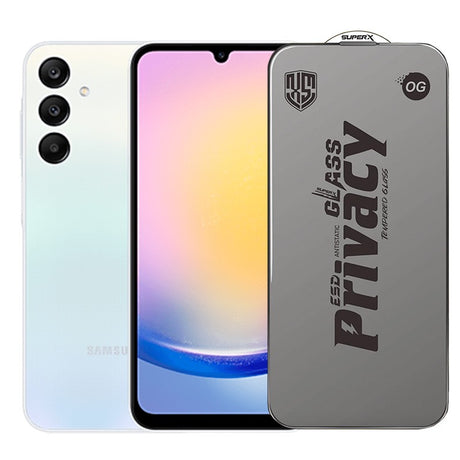 Folie sticlă securizată ESD Samsung Galaxy A25, Super-X Privacy OG, margini negre, 0.30 mm, vedere frontală