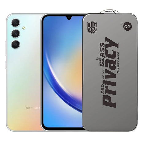 Folie sticlă securizată ESD antistatică Samsung Galaxy A34, Super-X Privacy OG, margini negre, vedere frontală