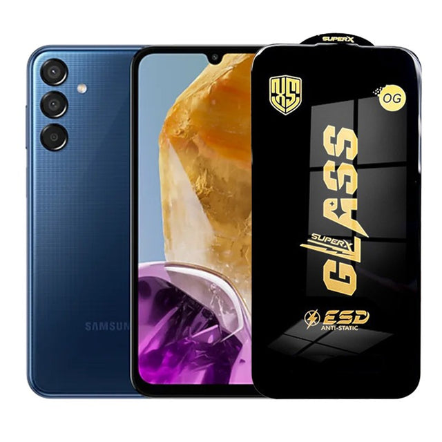 Folie sticlă securizată ESD pentru Samsung Galaxy M15, 0.35 mm, margini negre, vedere frontală