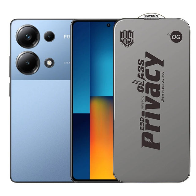 Folie sticlă securizată ESD antistatică Xiaomi Poco M6 Pro, 0.30 mm, margini negre – vedere frontală