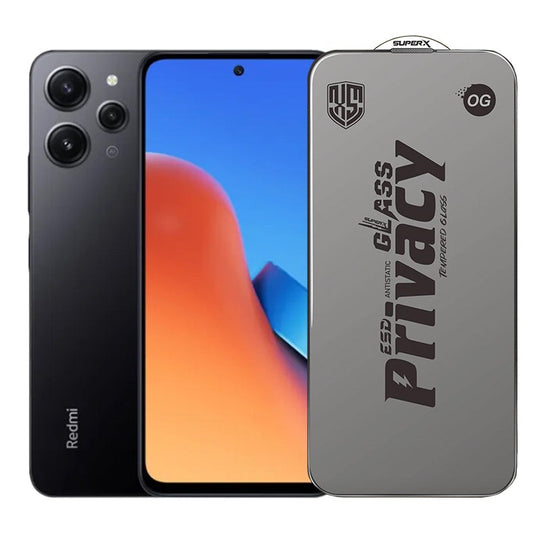 Folie de Protectie pentru Xiaomi Redmi 12, Vivimall, Sticla Securizata ESD Antistatica, Super-X Privacy OG, Margini Negre, 0.30 mm, Transparent Inchis - vivimall.ro