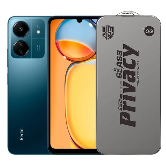 Folie de Protectie pentru Xiaomi Redmi 13C, Vivimall, Sticla Securizata ESD Antistatica, Super-X Privacy OG, Margini Negre, 0.30 mm, Transparent Inchis - vivimall.ro
