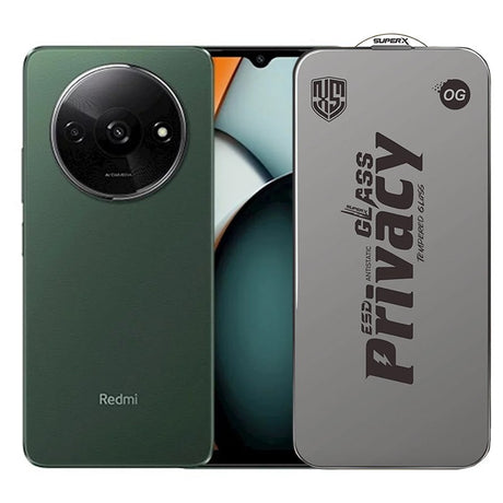 Folie sticlă securizată ESD Super-X Privacy OG pentru Xiaomi Redmi A3, margini negre, vedere frontală
