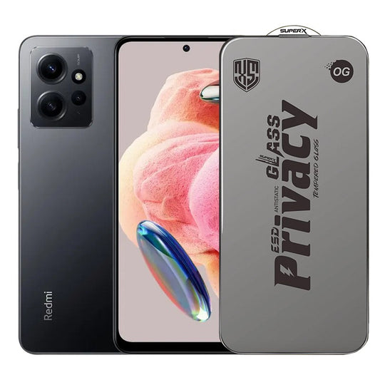 Folie de Protectie pentru Xiaomi Redmi Note 12, Vivimall, Sticla Securizata ESD Antistatica, Super-X Privacy OG, Margini Negre, 0.30 mm, Transparent Inchis - vivimall.ro
