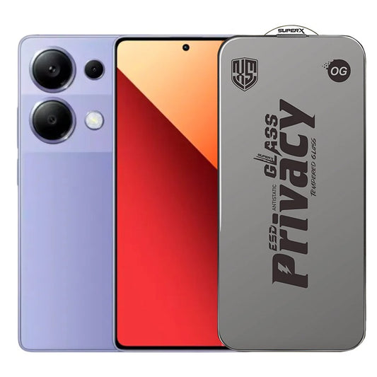 Folie de Protectie pentru Xiaomi Redmi Note 13 Pro, Vivimall, Sticla Securizata ESD Antistatica, Super-X Privacy OG, Margini Negre, 0.30 mm, Transparent Inchis - vivimall.ro