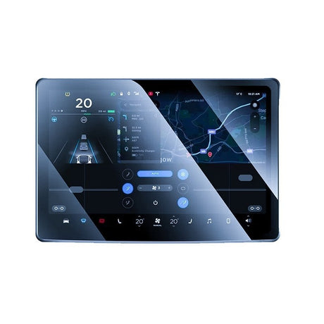 Folie de Sticla Securizata, Vivimall, Compatibila cu Tesla Model 3 / Tesla Model Y, Ecran Frontal, Anti Blue-Ray, 4K Ultra HD, Anti-amprenta, 2.5D, Transparent - vivimall.ro