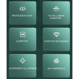 Folie de Sticla Securizata pentru Apple iPhone 15 Plus, Vivimall, Lumina Verde Anti-Blue Ray, Auto-Aplicare, Protectie Completa 9D, Verde - vivimall.ro