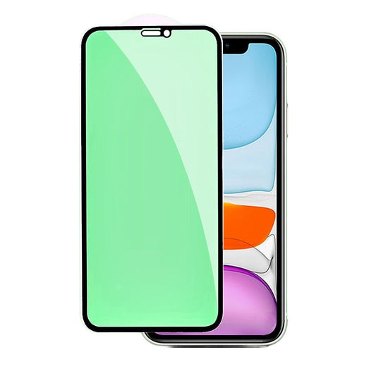 Folie de Sticla Securizata pentru Apple iPhone 15 Plus, Vivimall, Lumina Verde Anti-Blue Ray, Auto-Aplicare, Protectie Completa 9D, Verde - vivimall.ro