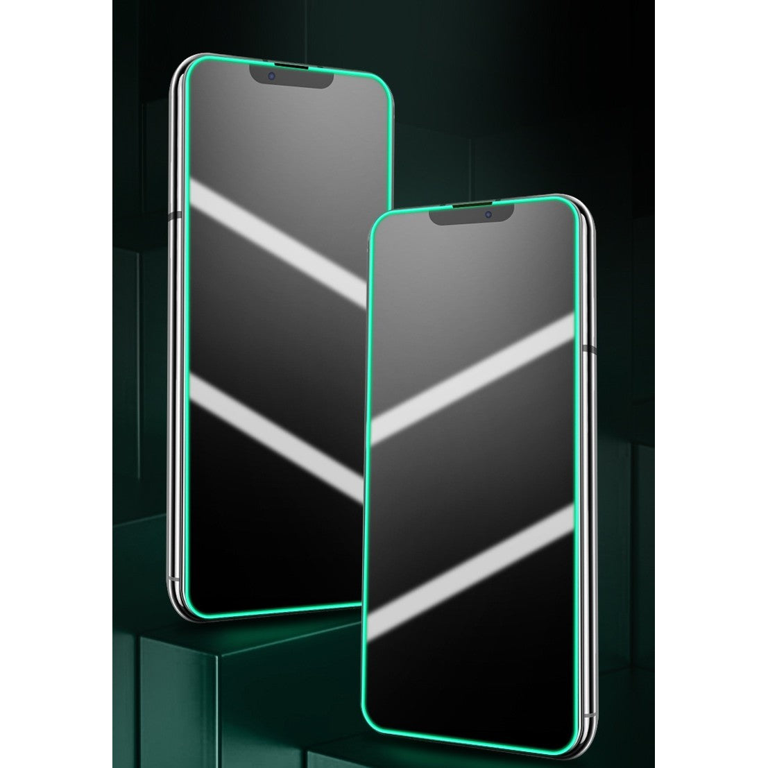 Pachet folie sticlă Vivimall Luminous iPhone 15 Pro Max verde neon, conținut cutie 11x11x3 cm