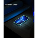 Folie de Sticla Securizata pentru Apple iPhone 15 Pro Max, Vivimall, Luminous, Margine Fosforescenta Neon din Silicon, Mat, Anti-Amprenta, Protectie Completa, 9H, Verde - vivimall.ro