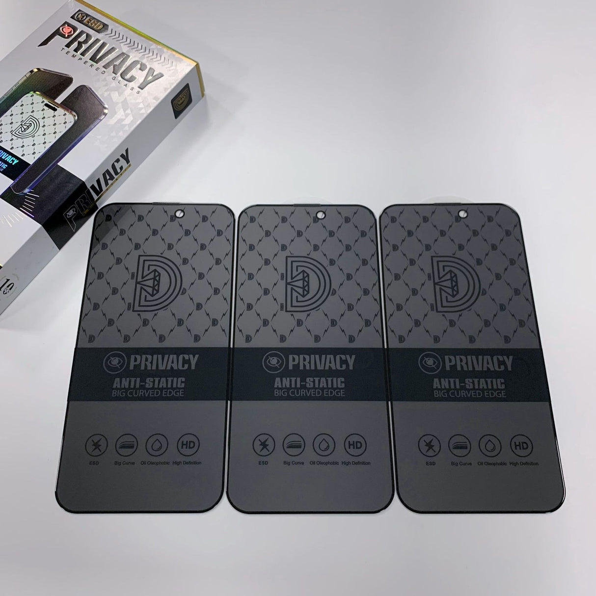 Conținut pachet folie privacy sticlă securizată iPhone 15 Pro Max Vivimall, accesorii aplicare incluse