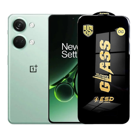 Folie sticlă securizată ESD pentru OnePlus Nord 3, margini negre, 0.35 mm, vedere frontală