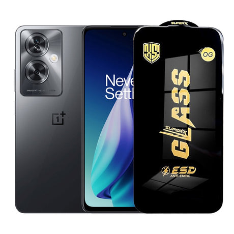 Folie sticlă securizată ESD pentru OnePlus Nord N30 SE, margini negre, 0.35 mm, vedere frontală