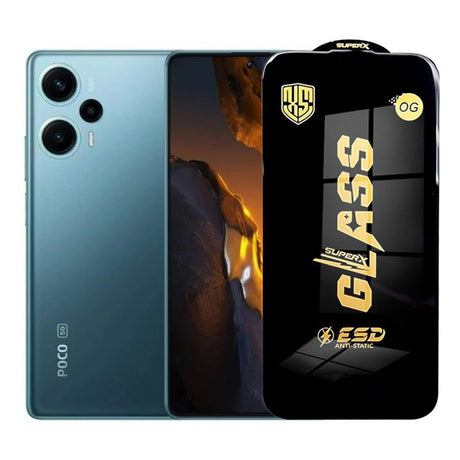 Folie sticlă securizată ESD pentru Xiaomi Poco F5, margini negre, 0.35 mm, vedere frontală