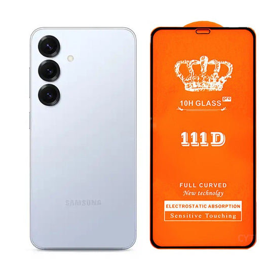 Folie Securizata pentru Samsung Galaxy S25, Vivimall, Sticla de Protectie Compatibila cu Samsung Galaxy S25, Full Cover Series 111D, 10H GLASS, Margini Negre, Transparent - vivimall.ro