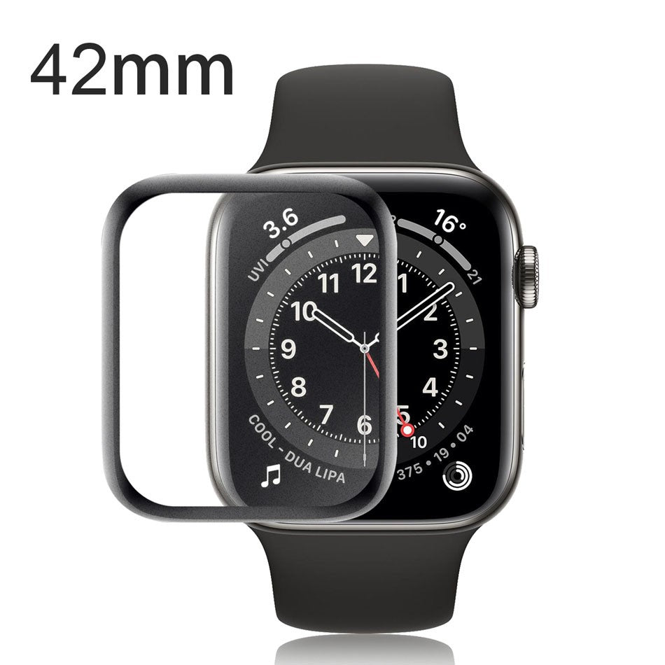 Folie Sticla Apple Watch Series 2/3 42 mm adeziv pe margine Negru - vivimall.ro