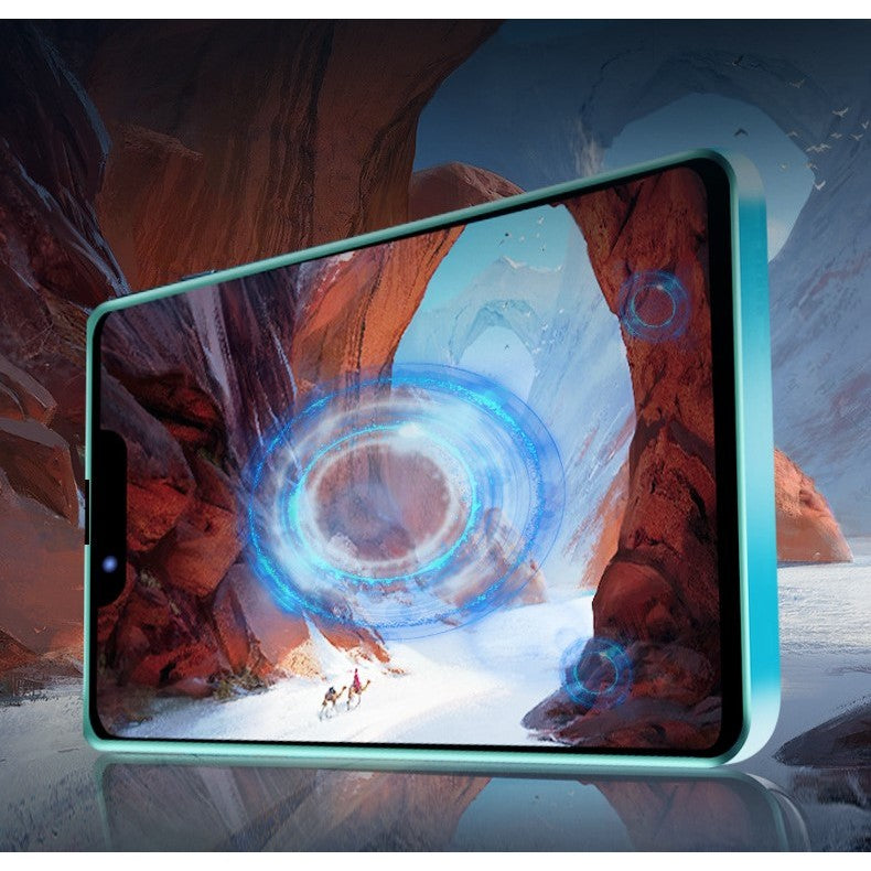 Folie Sticla Securizata Flippy,  Luminous, compatibila cu Apple iPhone 13, Margine fosforescenta verde - vivimall.ro