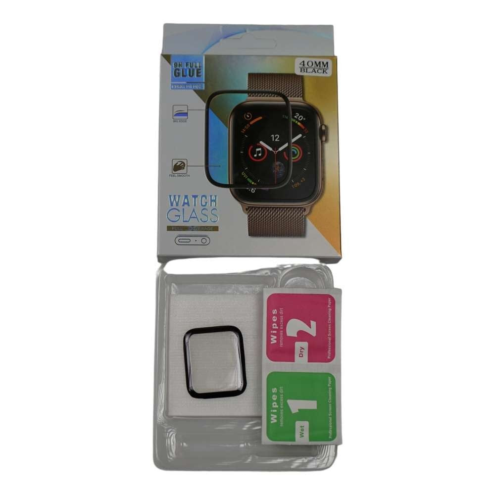 Folie Sticla pentru Apple Watch Series 2/3 38 mm adeziv pe margine Negru - vivimall.ro
