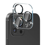 Aplicare folie sticlă cameră iPhone 15 Pro, montare fără bule de aer, unghi lateral