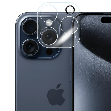 Folie sticlă cameră Apple iPhone 16 Pro 3D transparentă Vivimall, vedere frontală produs