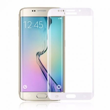 Folie Sticla Samsung Galaxy S6 Full Face Alb - vivimall.ro