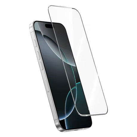 Folie sticlă securizată ESD Super HD Glass pentru Apple iPhone 15 Pro, margini negre, vedere frontală