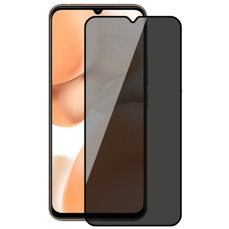Folie privacy sticlă securizată Samsung Galaxy A70, Full Glue, duritate 9H, ramă neagră – vedere frontală