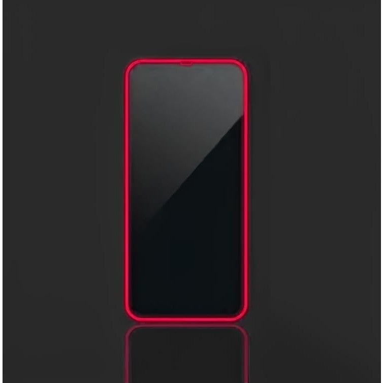Folie Vivimall Luminous pentru iPhone 15 Pro Max cu margine neon roz strălucind în întuneric
