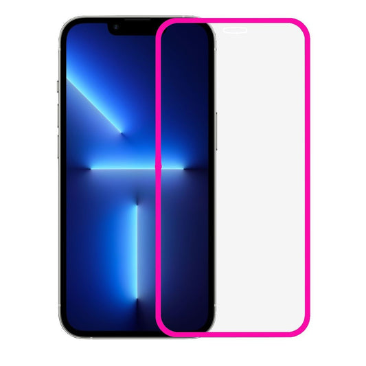 Folie de Sticla Securizata pentru Apple iPhone 15 Pro Max, Vivimall, Luminous, Margine Fosforescenta Neon din Silicon, Mat, Anti-Amprenta, Protectie Completa, 9H, Roz - vivimall.ro