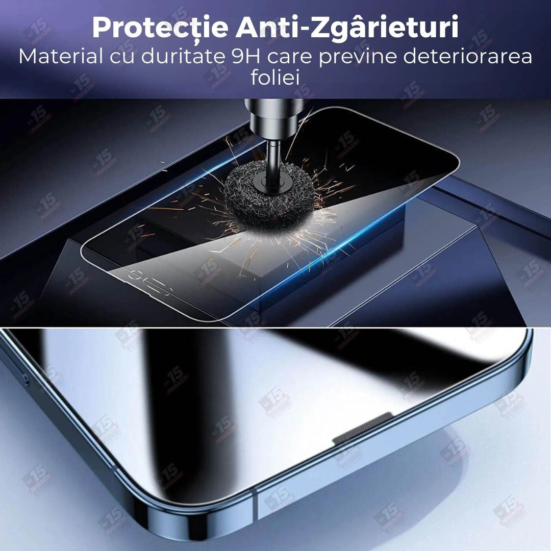 Folie Sticla Securizata, Flippy, Pentru Apple iPhone 16 Plus, Privacy Classic, 2.5D, Confidentialitate 30°, Negru Transparent - vivimall.ro