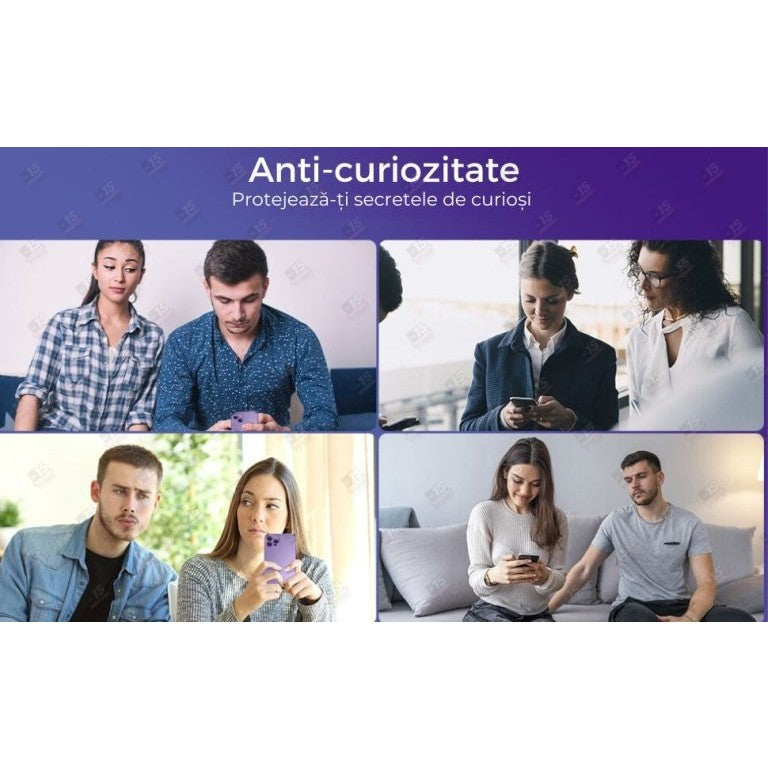 Folie Sticla Securizata, Flippy, Pentru Apple iPhone 16 Plus, Privacy Classic, 2.5D, Confidentialitate 30°, Negru Transparent - vivimall.ro