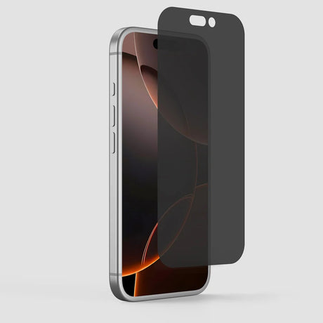 Folie sticlă securizată Privacy Classic 2.5D pentru iPhone 16 Pro Max, vedere frontală, negru transparent