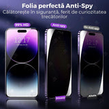 Strat oleofobic folie privacy iPhone 16 Pro, rezistență la amprente și pete, vedere aproape