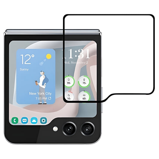 Folie Sticla Securizata, Vivimall, Pentru Samsung Galaxy Z Flip 5, Full Glue, Margini Negre, Transparent - vivimall.ro