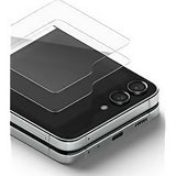 Detaliu margine curbată 2.5D folie securizată Galaxy Z Flip5, design subțire și precis