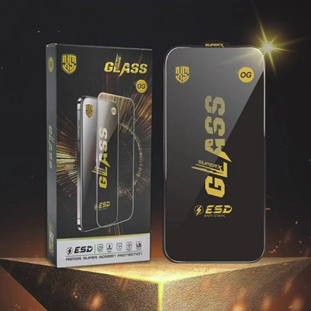 Folie protecție ESD Super HD Glass iPhone 16 Pro, vedere din spate cu ambalaj inclus
