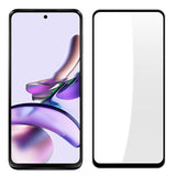 Detaliu aplicare folie sticlă securizată Motorola Moto G13, suprafață transparentă, adeziv Full Glue