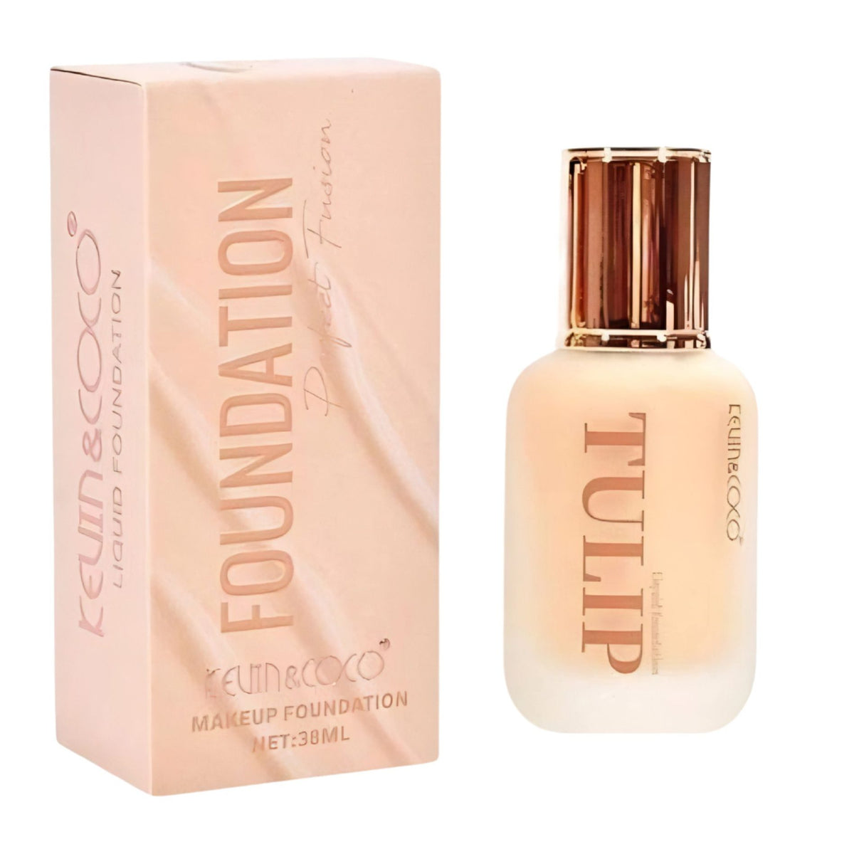 Fond de ten lichid Kevin&Coco Tulip, nuanță 4 Golden Beige, flacon 38 ml, vedere frontală