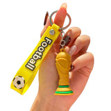 Breloc Chei, Flippy, Model Trofeu, Mascota de Fotbal, Cupa Mondiala, Accesoriu Pentru Chei si Rucsac, Cauciuc Moale, 26 g, 6.2 x 3.4 cm, Galben - vivimall.ro