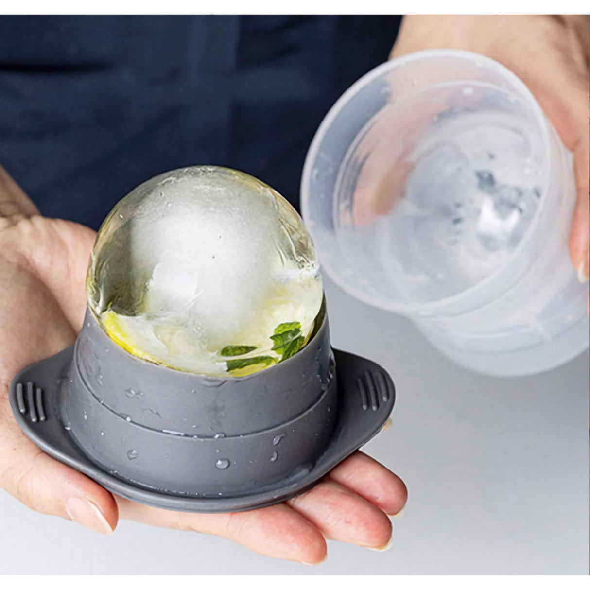 Forma cub de gheata, Vivimall, rotund, Polipropilena/Silicon, 11x7.5x7.8 cm, Gri - vivimall.ro