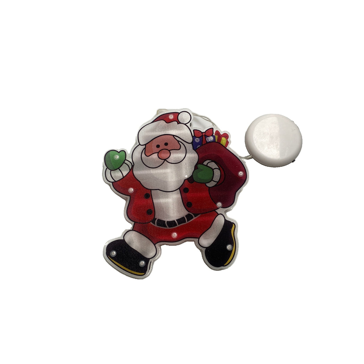 Decoratiune de Craciun pentru fereastra Mos Craciun cu sac, cu LED-uri, 22 cm, alb cald - vivimall.ro