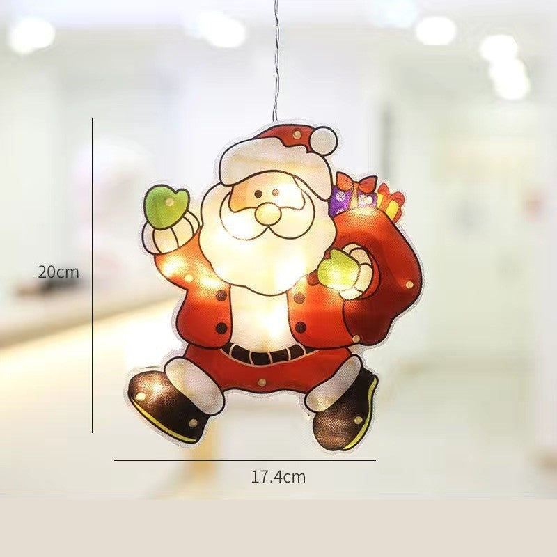 Karácsonyi ablakdísz Mikulás zsákkal, LED-ekkel, 22 cm 