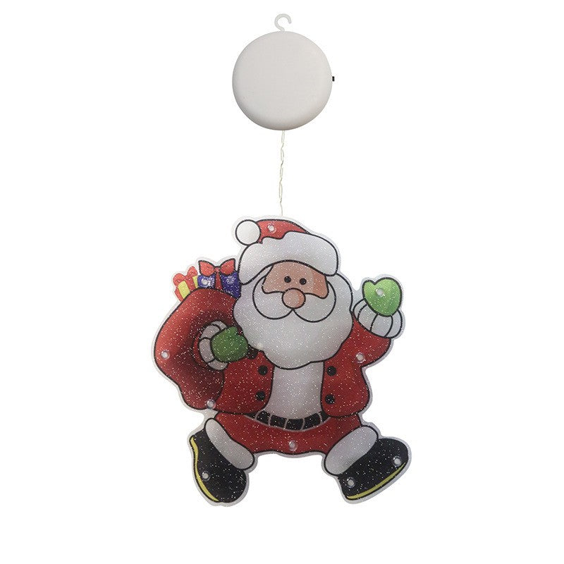 Karácsonyi ablakdísz Mikulás zsákkal, LED-ekkel, 22 cm 