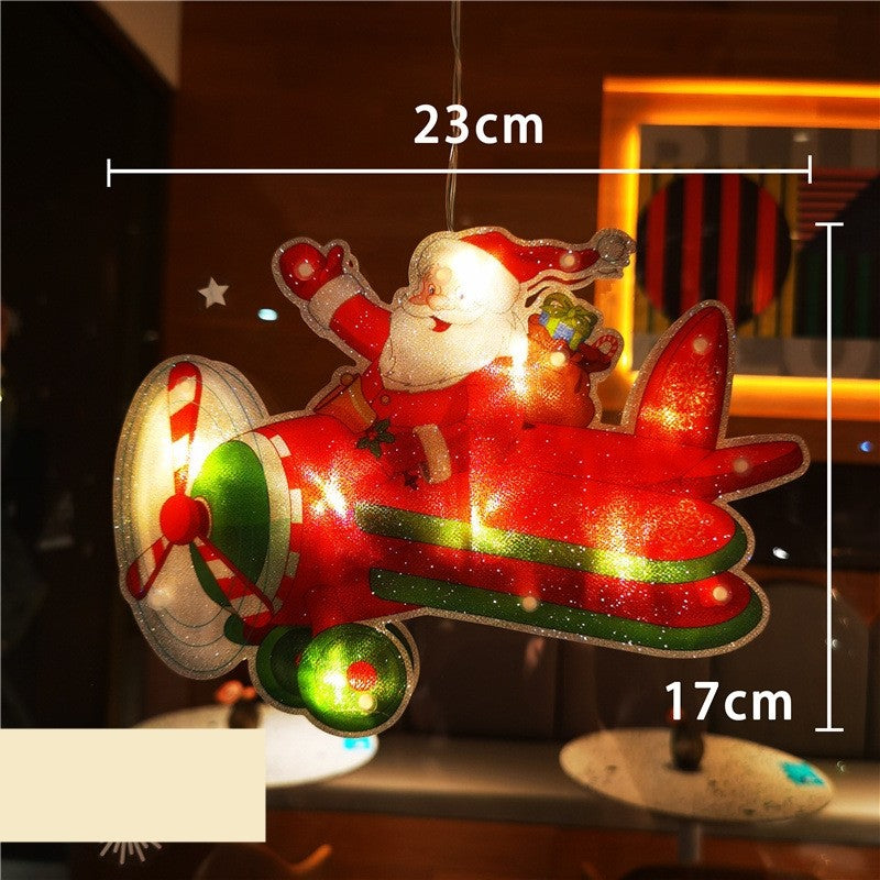 Karácsonyi Dekoráció Repülőgép Ablakba, LED-ekkel, 23 Cm 