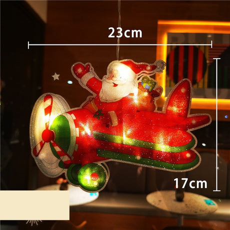 Karácsonyi Dekoráció Repülőgép Ablakba, LED-ekkel, 23 Cm 