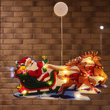 Decoratiune de Craciun pentru fereastra Vivimall, Sanie cu reni, cu LED-uri, 26 cm, alb cald - vivimall.ro